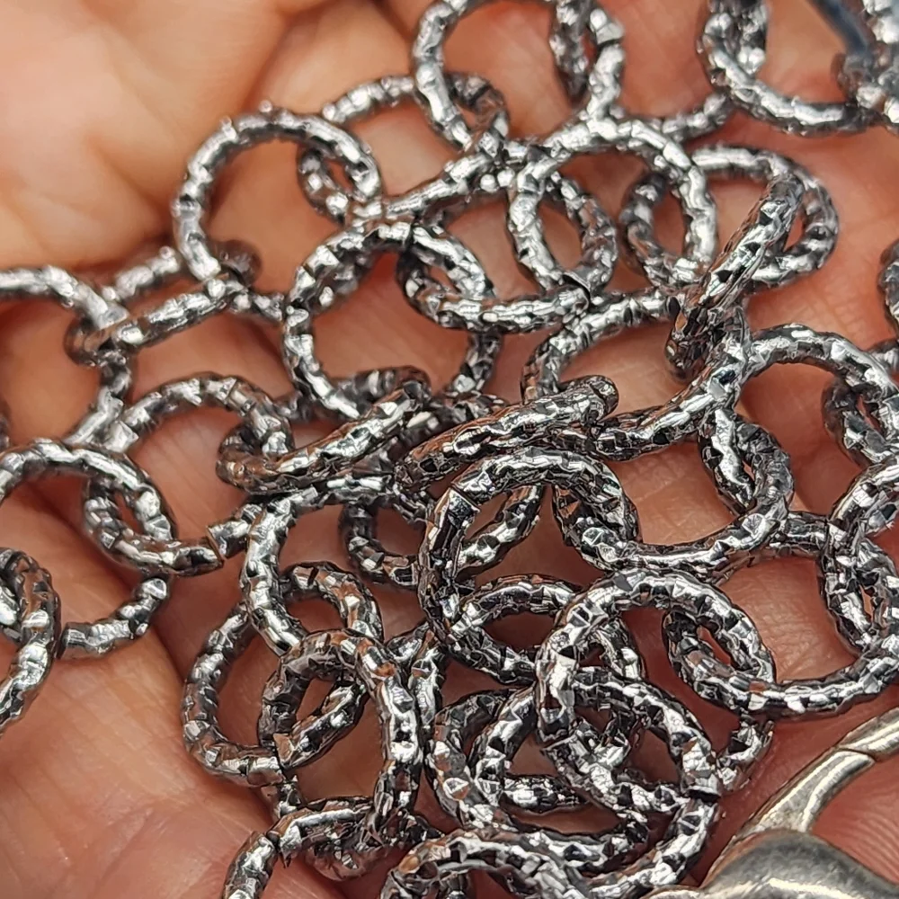 ❤️ ZARA Chain Trendy Large Link chain Vintage Silver NECKLACE  Textured Cain